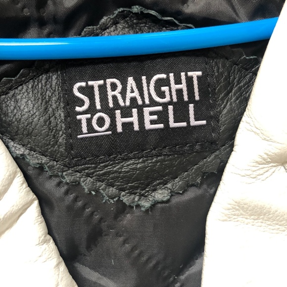 Real Leather Jacket "STRAIGHT TO HELL" - Size 36 - Picture 3 of 5